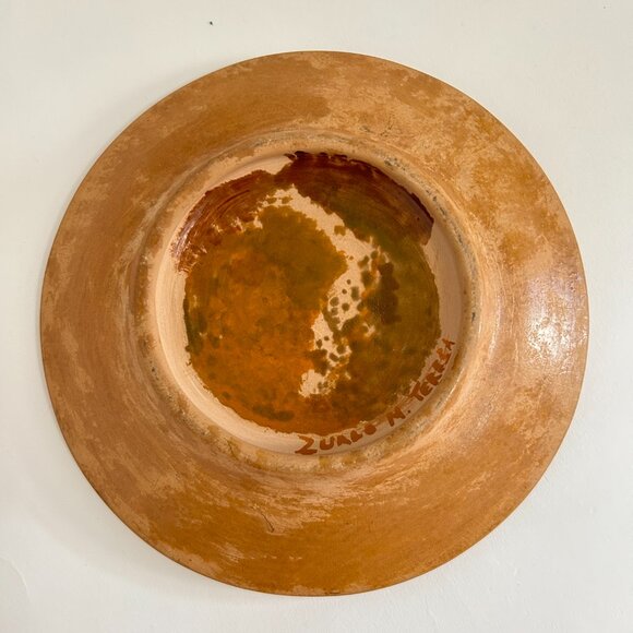 VTG. Signed Tonala Hand Painted Birds Terracotta red clay ceramic pottery plate - Picture 2 of 8